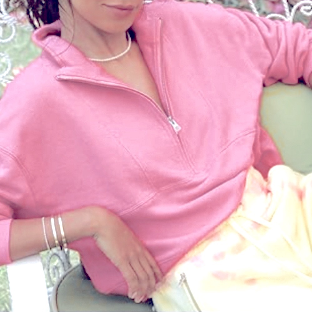 Sincerely Jules Pink Half-Zip Sweatshirt Winter Cozy Valentines Ready